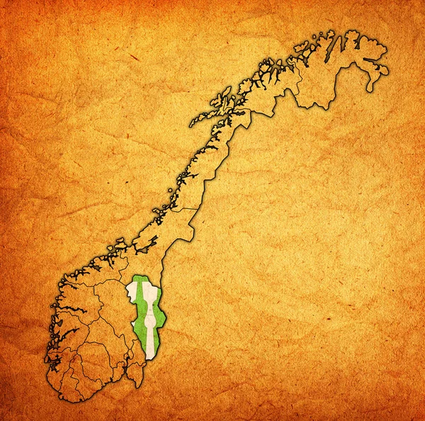 Hedmark regionen på administration karta över Norge — Stockfoto