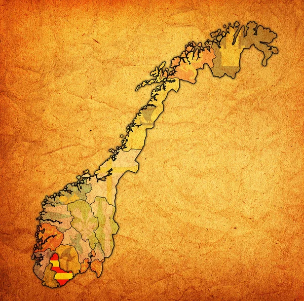 East-agder Region auf der Verwaltungskarte von Norwegen — Stockfoto