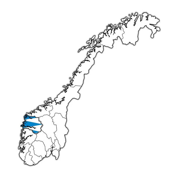 挪威管理地图上的 Sogn 和 Fjordane 地区 — 图库照片