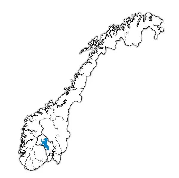 Região de Buskerud no mapa de administração de norway — Fotografia de Stock