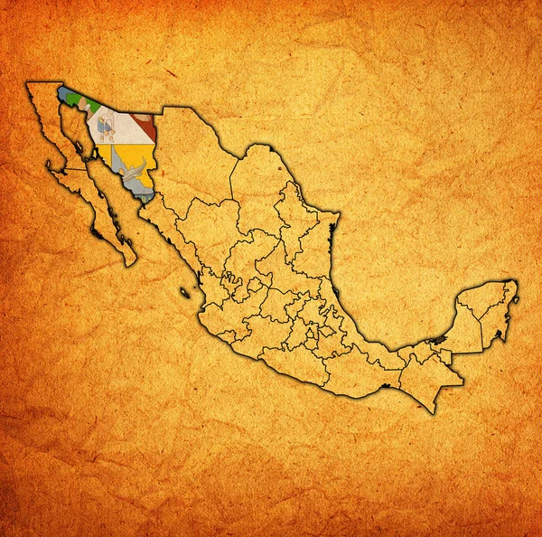 Sonora op administratie kaart van Mexico — Stockfoto