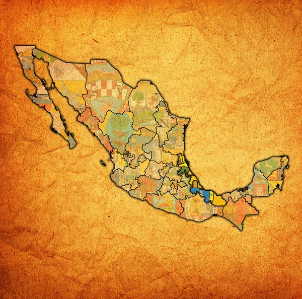 Veracruz sulla mappa di amministrazione del Messico — Foto Stock