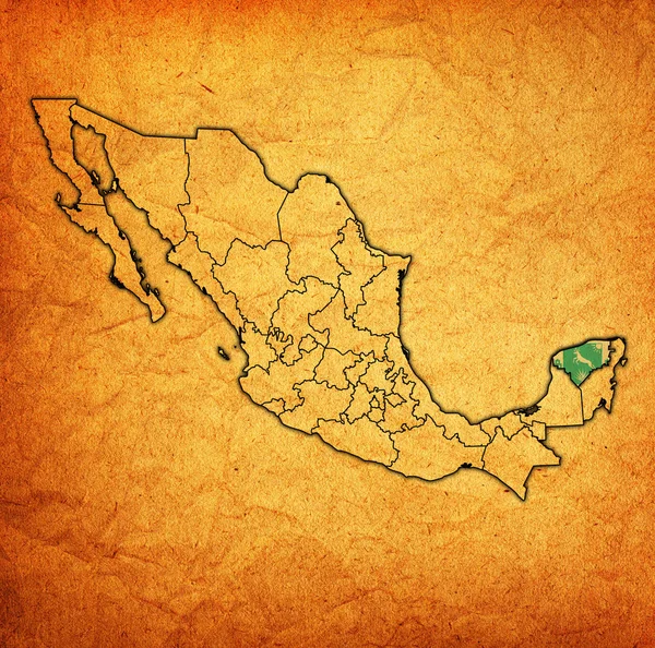 Yucatan sulla mappa di amministrazione del Messico — Foto Stock