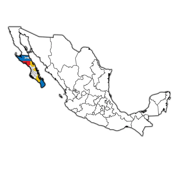 Baja California Sur sur la carte d'administration de Mexique — Photo