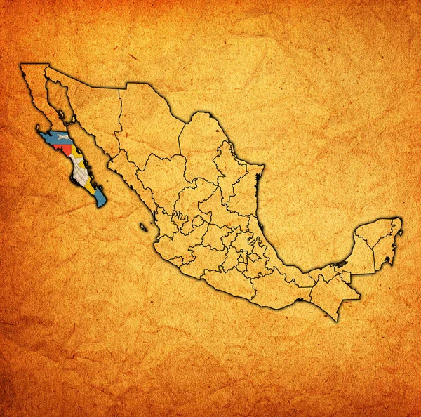 Baja California Sur en el mapa de administración de México —  Fotos de Stock