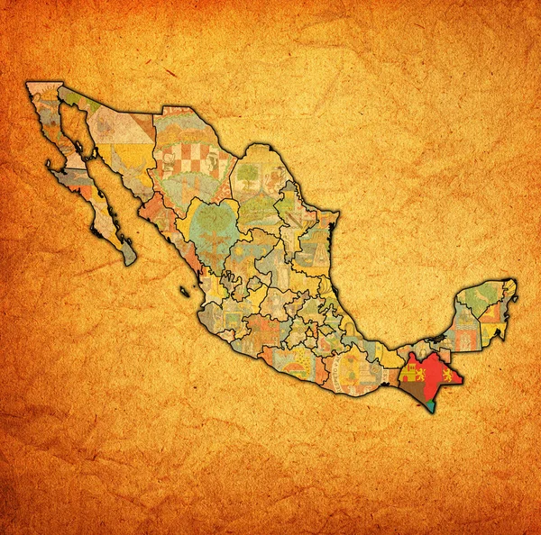 Chiapas no mapa da administração de México — Fotografia de Stock