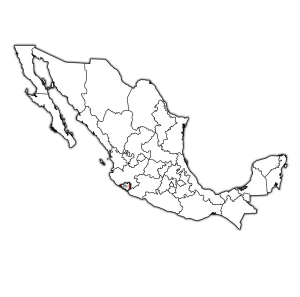 Colima sur la carte d'administration de Mexique — Photo