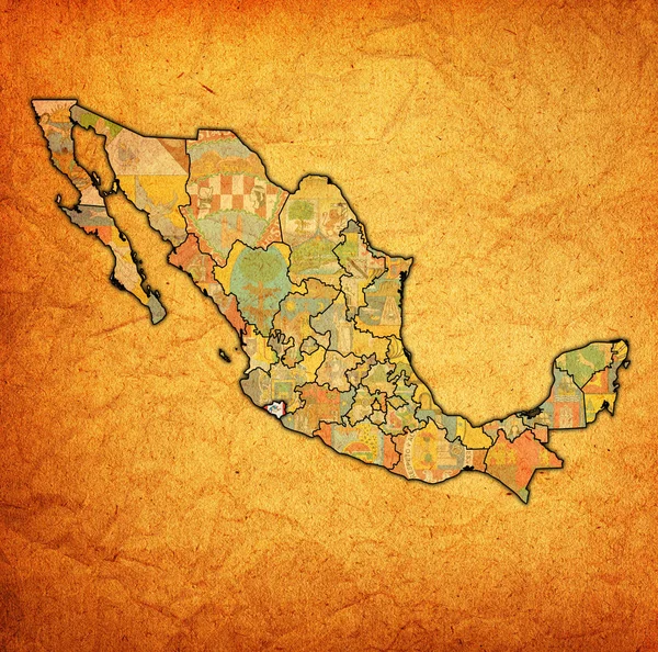 Colima en el mapa administrativo de México —  Fotos de Stock