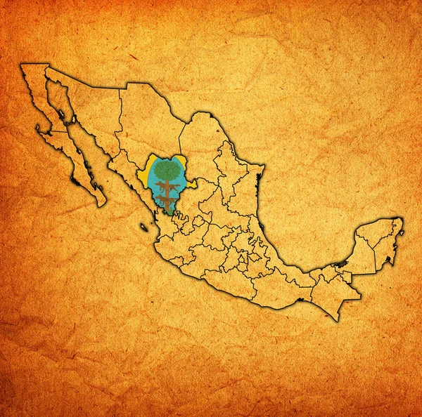 Durango op administratie kaart van Mexico — Stockfoto
