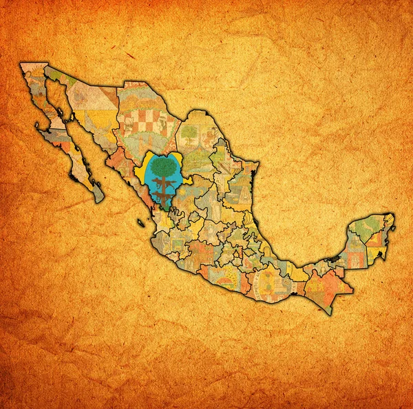 Durango sur la carte d'administration de Mexique — Photo