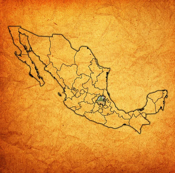 在墨西哥管理地图上的伊达尔戈 — 图库照片