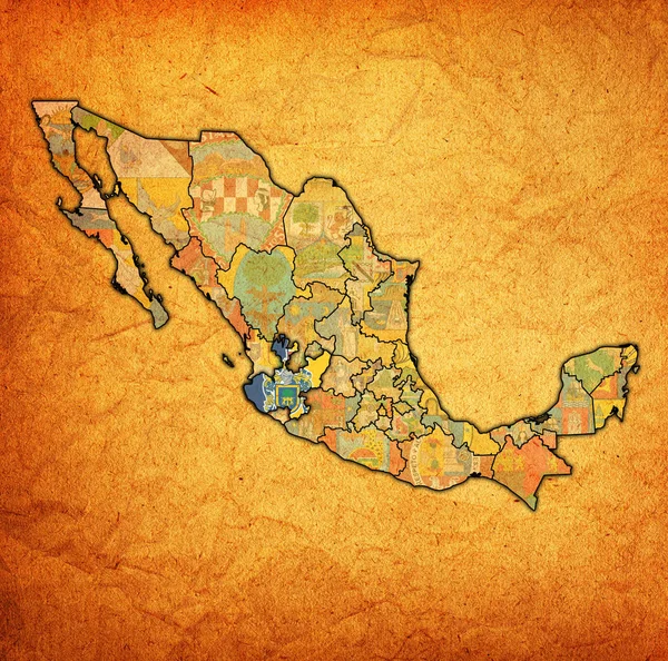 État de Jalisco sur la carte de l'administration du Mexique — Photo