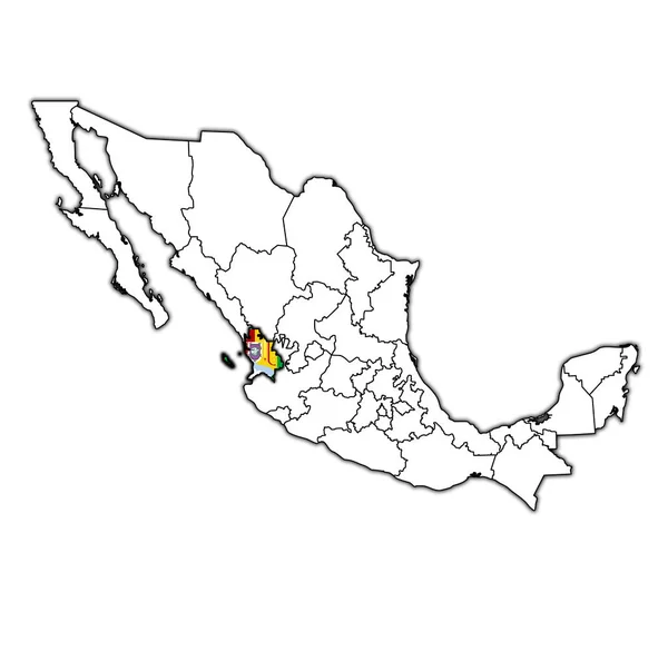 Nayarit sur la carte d'administration de Mexique — Photo