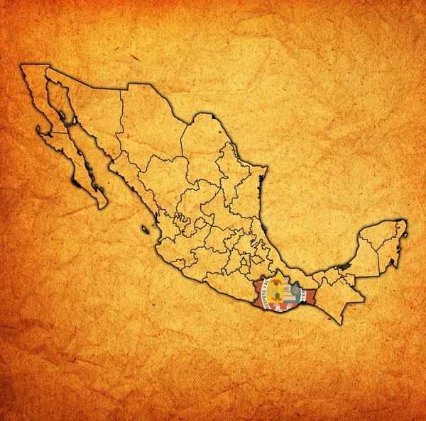 Oaxaca Meksika Haritası yönetim üzerinde — Stok fotoğraf