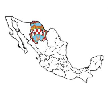 Chihuahua on administration map of Mexico clipart