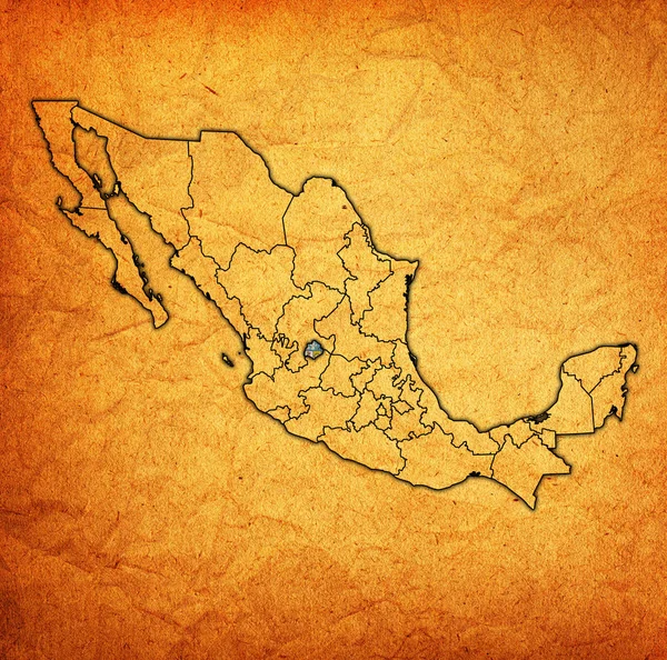 Aguascalientes op administratie kaart van Mexico — Stockfoto
