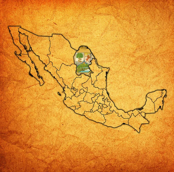 Coahuila sur la carte de l'administration du Mexique — Photo