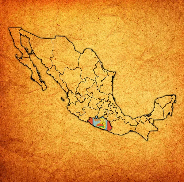 Guerrero no mapa da administração de México — Fotografia de Stock