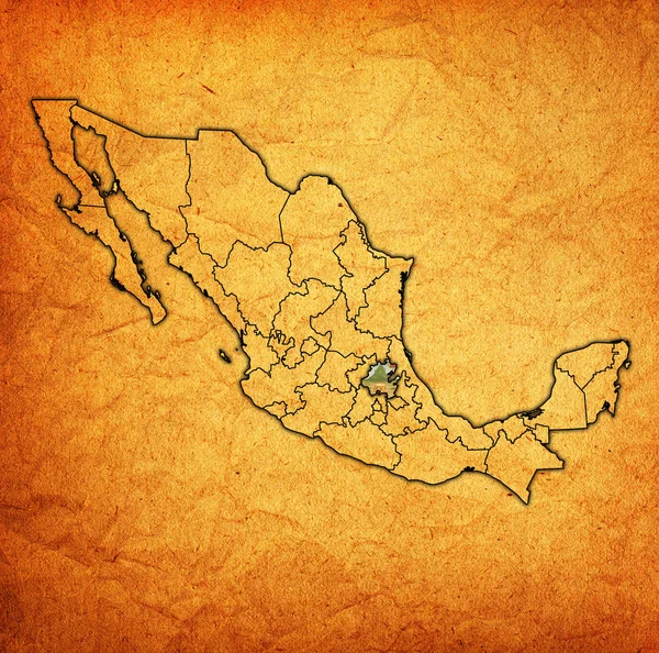 Hidalgo no mapa da administração de México — Fotografia de Stock