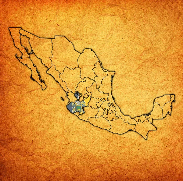 Jalisco state on administration map of Mexico — Stock Photo, Image