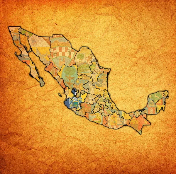 Штат Халиско на карте Мексики — стоковое фото