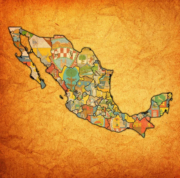 Vintage administration map of Mexico — Stock Photo, Image