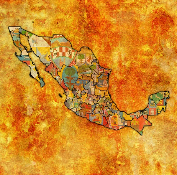 Vintage administration map of Mexico — стоковое фото
