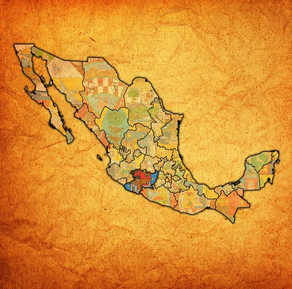 Michoacán en el mapa de administración de México — Foto de Stock