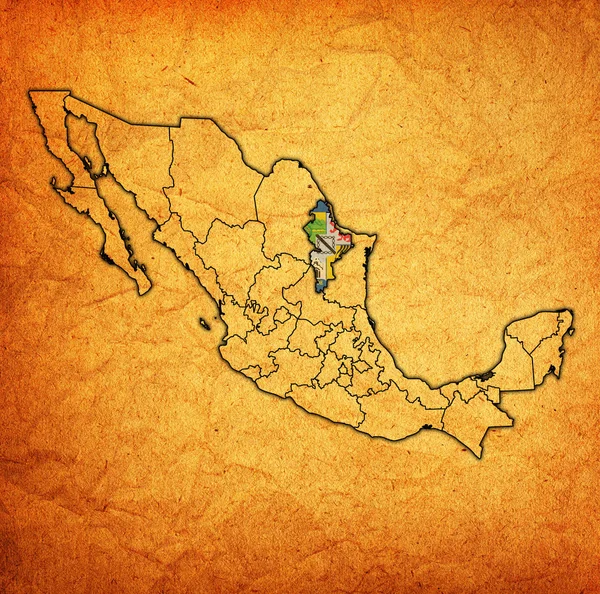Nuevo León en el mapa de administración de México — Foto de Stock