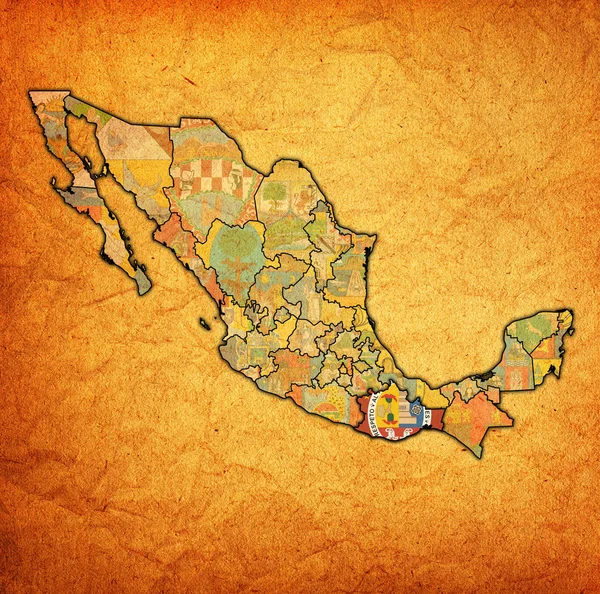 Oaxaca en el mapa administrativo de México —  Fotos de Stock