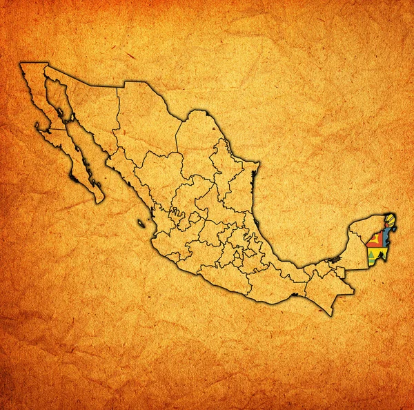 Quintana Roo en el mapa de administración de México —  Fotos de Stock