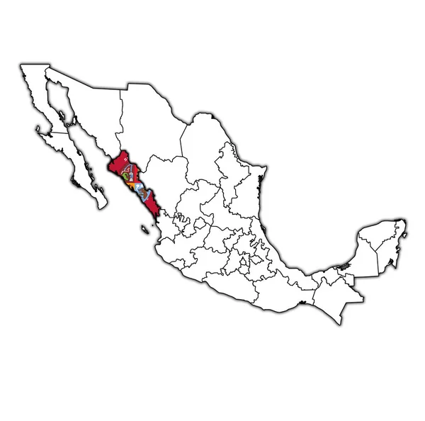Sinaloa sur la carte d'administration de Mexique — Photo