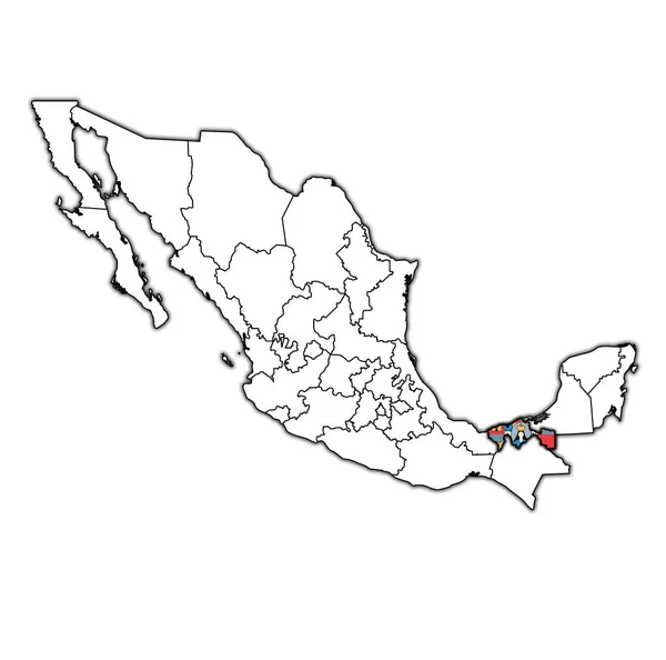 Tabasco sur la carte d'administration de Mexique — Photo