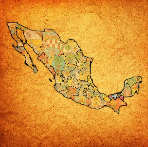 Tabasco on administration map of Mexico — Stock Photo, Image