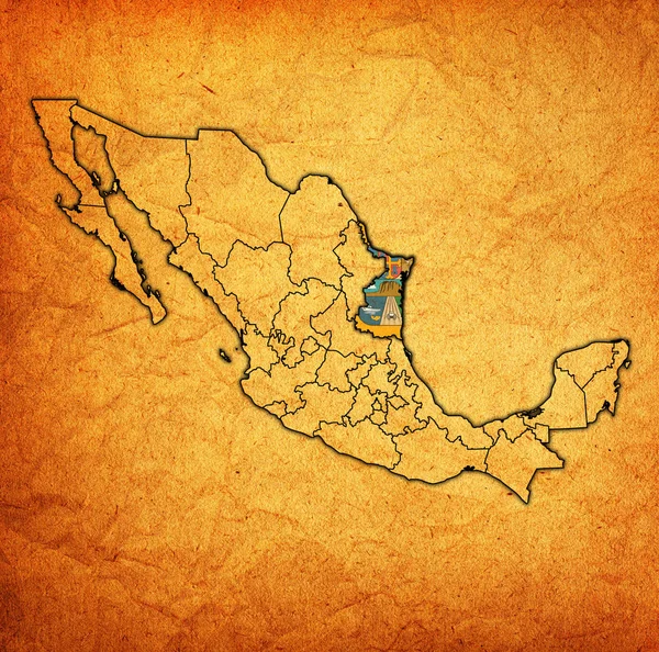 Tamaulipas Meksika Haritası yönetim üzerinde — Stok fotoğraf