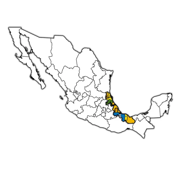 Veracruz sur la carte d'administration de Mexique — Photo