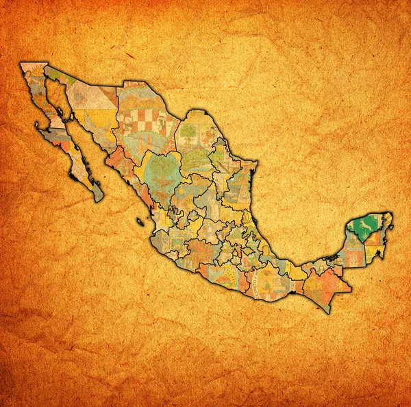 Yucatan op administratie kaart van Mexico — Stockfoto