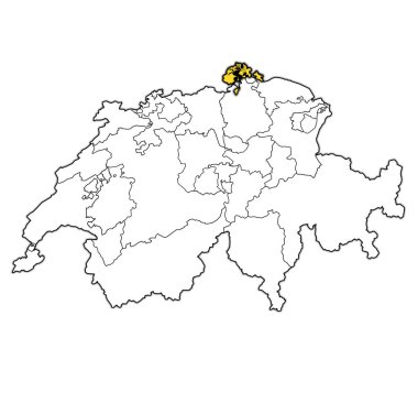 İsviçre haritasında Schaffhausen kantonu bayrağı
