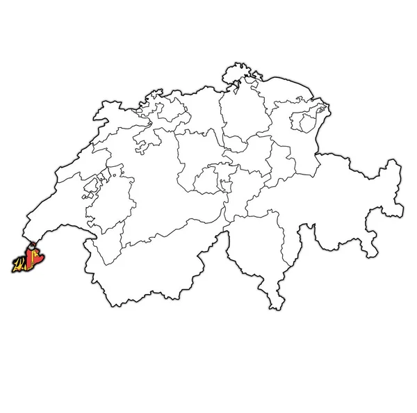 Flag of Geneva canton on map of switzerland — 스톡 사진