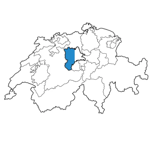 Drapeau du canton de Luzern sur la carte de Suisse — Photo