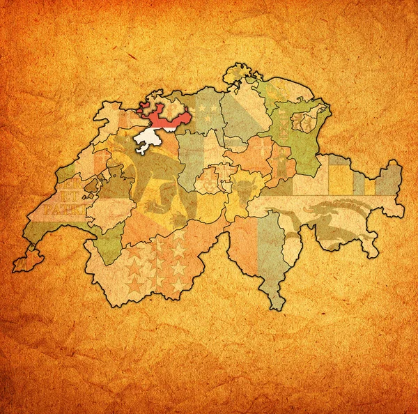 Флаг кантона Солотурн на карте Швейцарии — стоковое фото