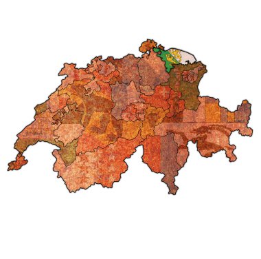 İsviçre haritasında Thurgau kantonu bayrağı