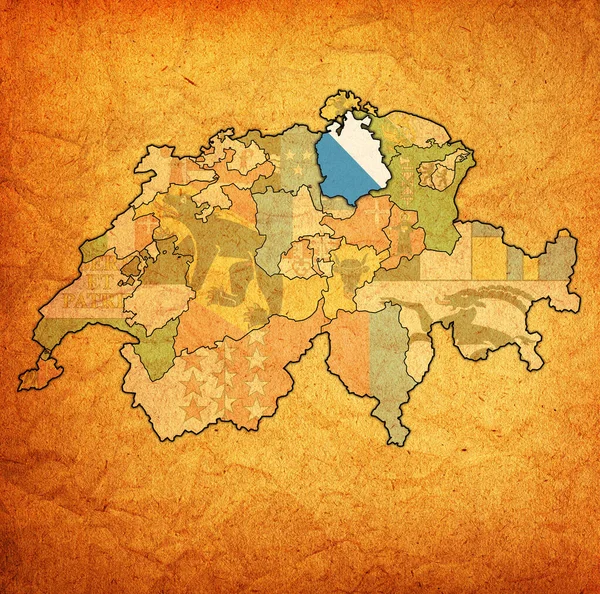 İsviçre haritasında Zürih kantonu bayrağı — Stok fotoğraf