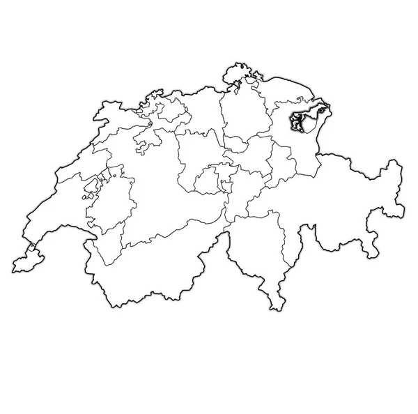 Bandiera di Appenzell Ausserrhoden cantone sulla mappa di Svizzera — Foto Stock