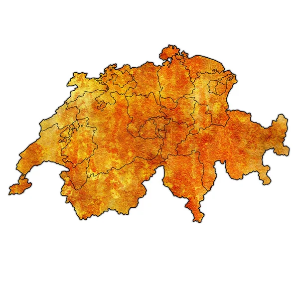 Territories of cantons on map of switzerland — Stock Photo, Image