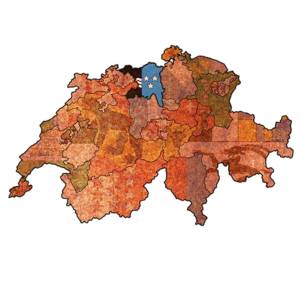 Флаг кантона Аргау на карте Швейцарии — стоковое фото