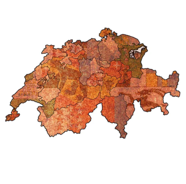 Флаг кантона Аппенцелль-Аусерроден на карте Швейцарии — стоковое фото