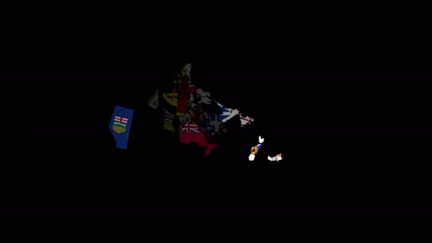 Анимационная Карта Административно Территориальных Единиц Канады — стоковое видео