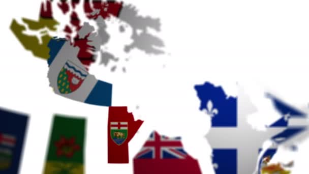 Анімовані Карти Прапори Адміністративних Підрозділів Канаді Люміматтом Можуть Бути Використані — стокове відео