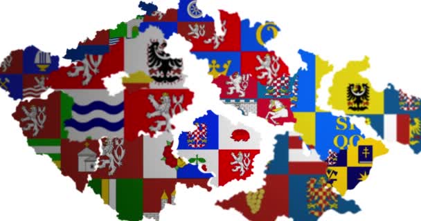 Animierte Karte und Flaggen der Verwaltungseinheiten in der Tschechischen Republik mit Luma matt und kann als Alpha verwendet werden